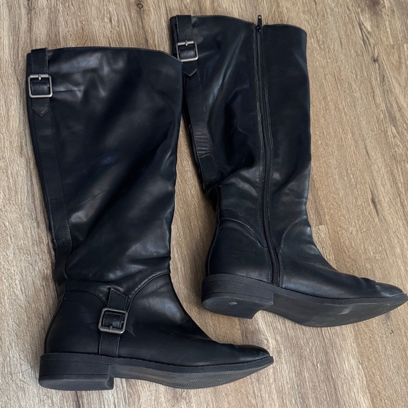 Black Jourdan Leather Knee-High Boots Size 7.5 - Picture 1 of 8